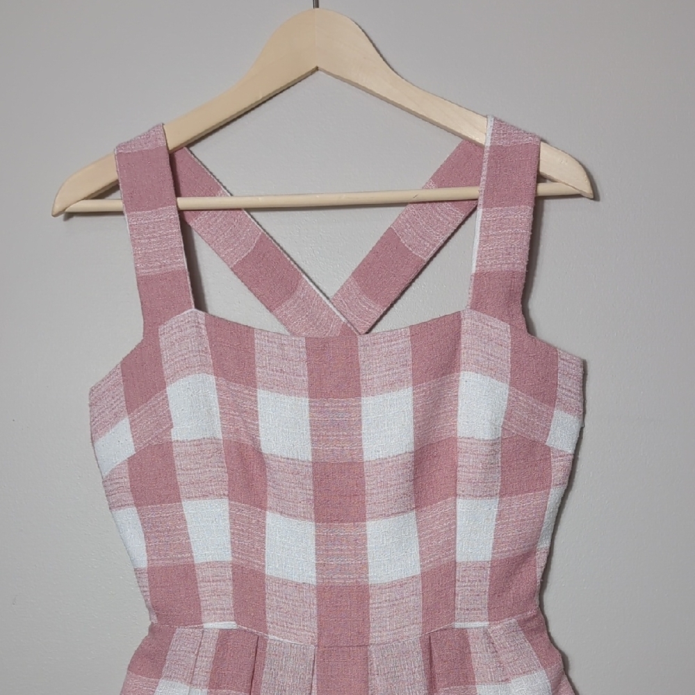 Gal Meets Glam Pink White Polly Cross Back Pleated Sundress 12 Retro Pin Up Vtg - Picture 4 of 16